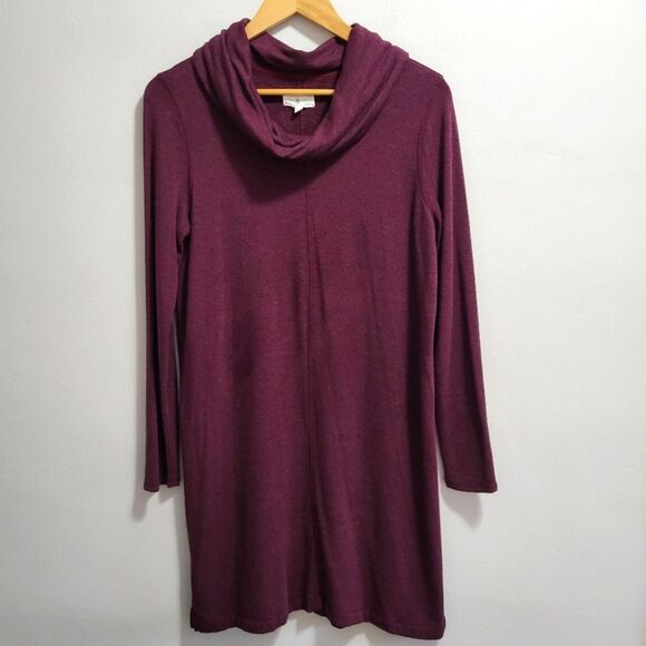 Lou & Grey Burgundy Cowlneck Soft Sweater Dress Size Medium - Picture 2 of 7